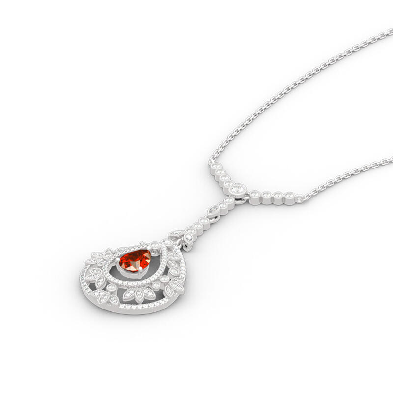 Jeulia Vintage Leaf Design Sterling Silver Necklace