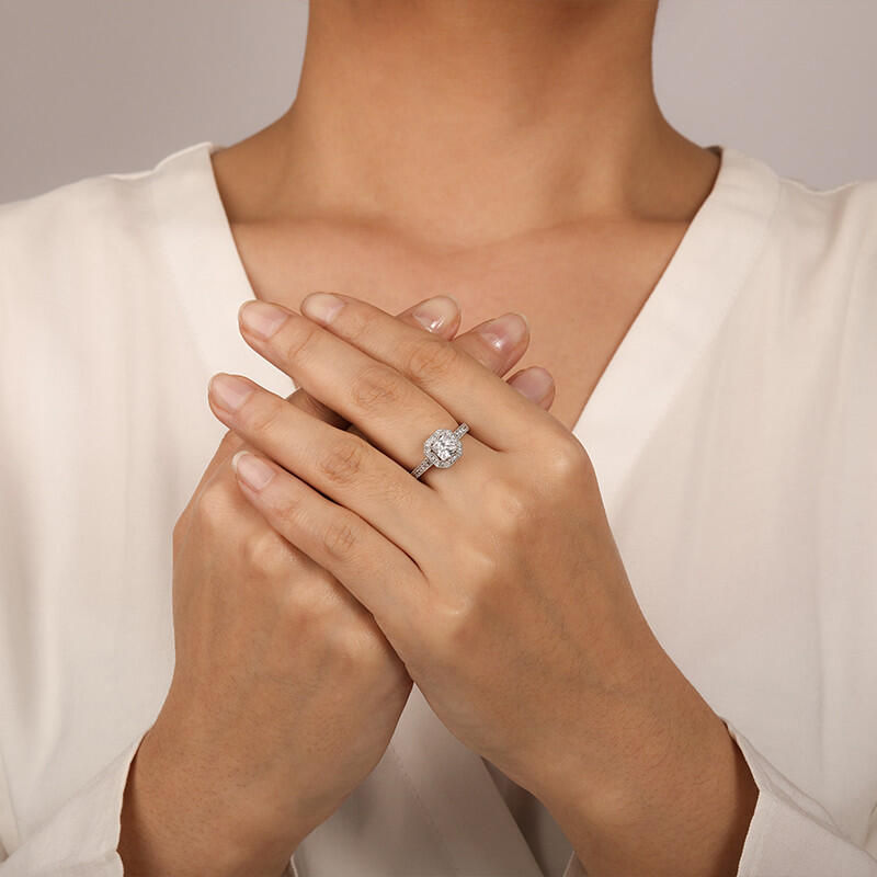 "Romance Forever" Asscher Cut Halo Engagement Ring