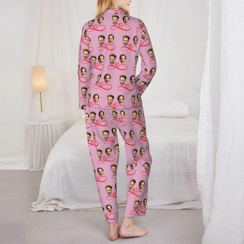 Pigiama personalizzato Foto di coppia personalizzata Modello di amore infinito Design Regalo perfetto per gli innamorati
