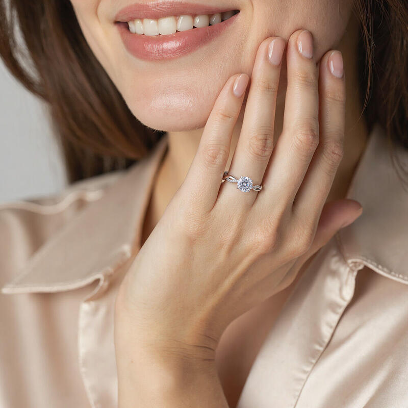 "Be Full Of Tenderness" 1.5ct Round Cut Side Stone Engagement Ring