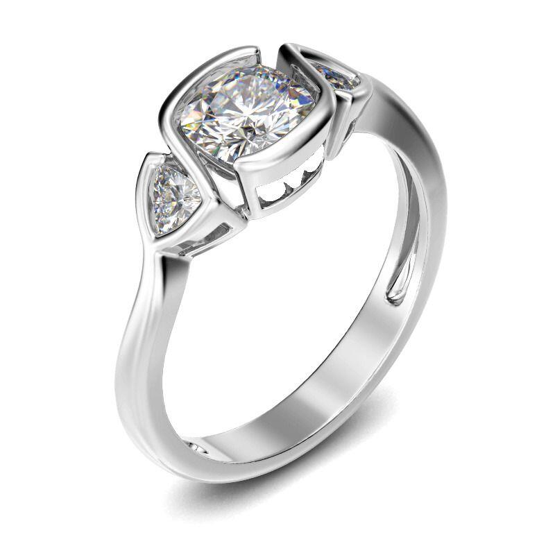 Jeulia Drei Steine Kissenschliff Sterling Silber Personalisiert Ring