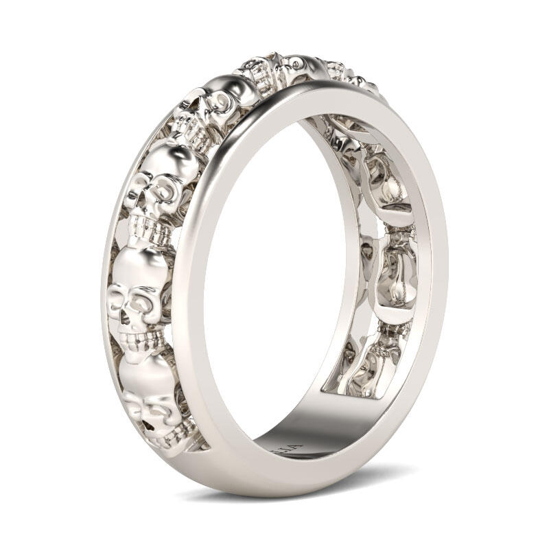 Jeulia Channel Setting Sterling Silver Skull Ring