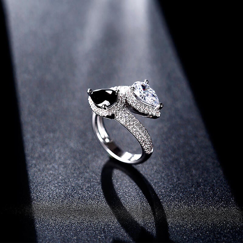Black Pear Cut Ring