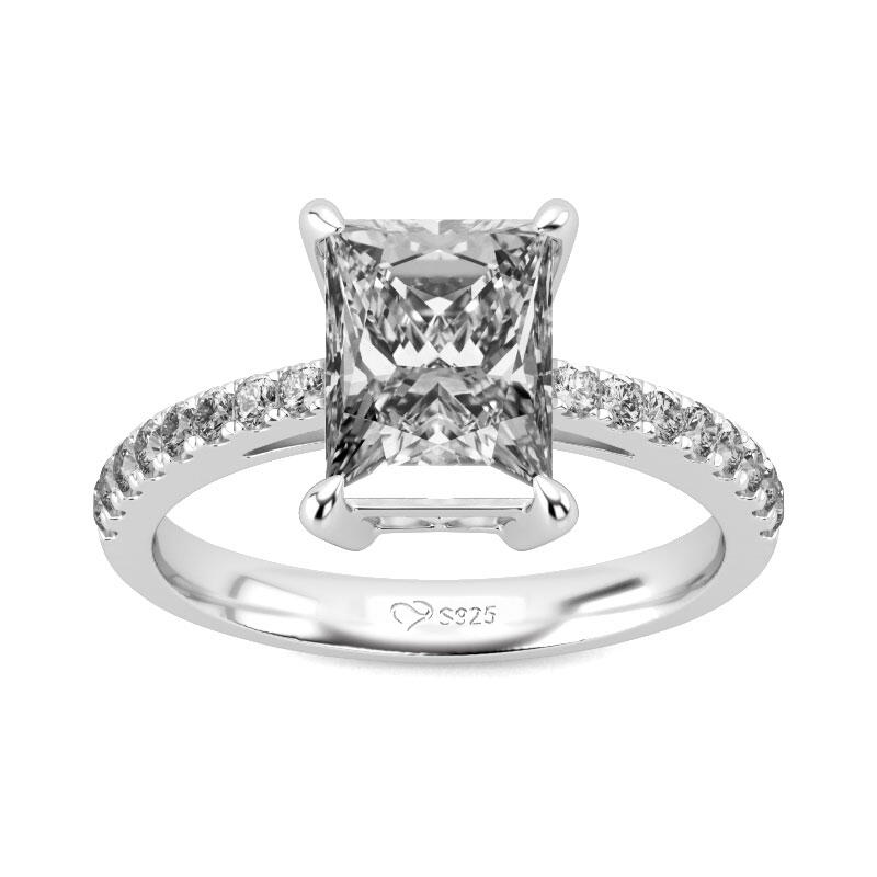 Jeulia Classic Radiant Cut Sterling Silver Ring