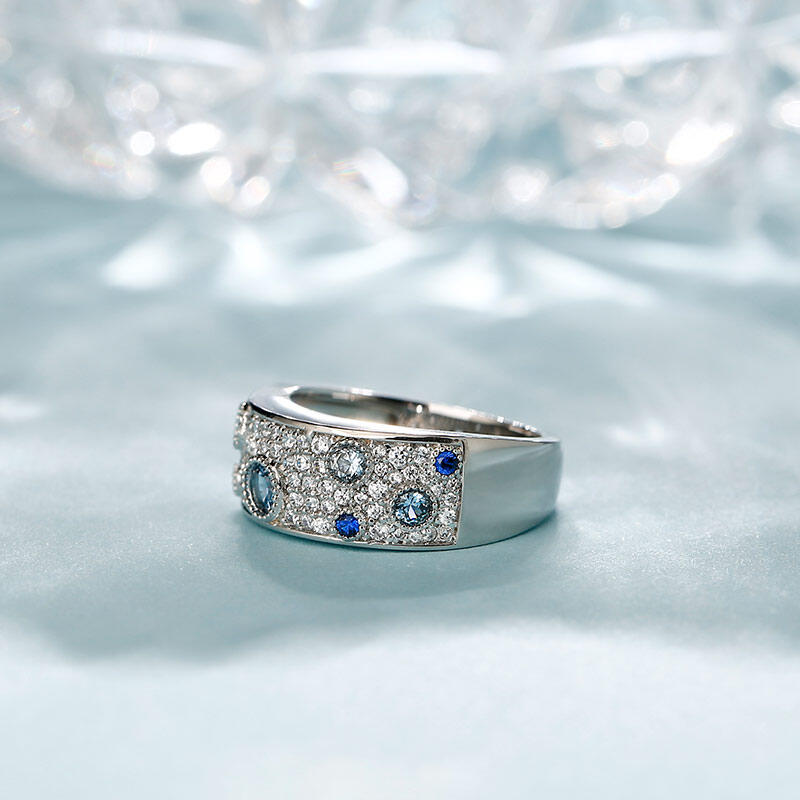 Jeulia Bague Femme Paysage dans Galaxie en Argent Sterling à Coupe Ronde