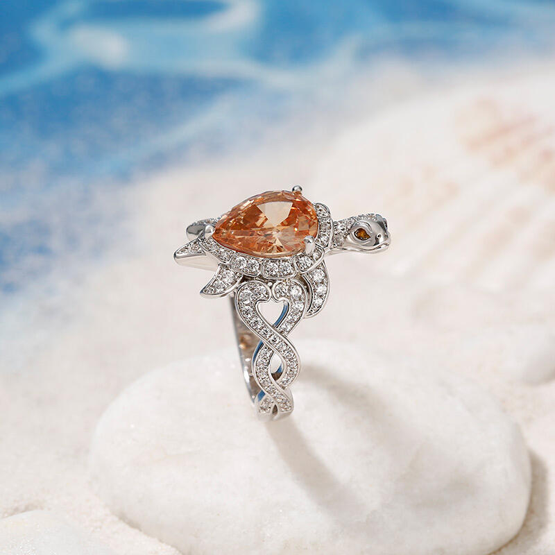 Jeulia "Dazzling Tortoise" Pear Cut Sterling Silver Ring