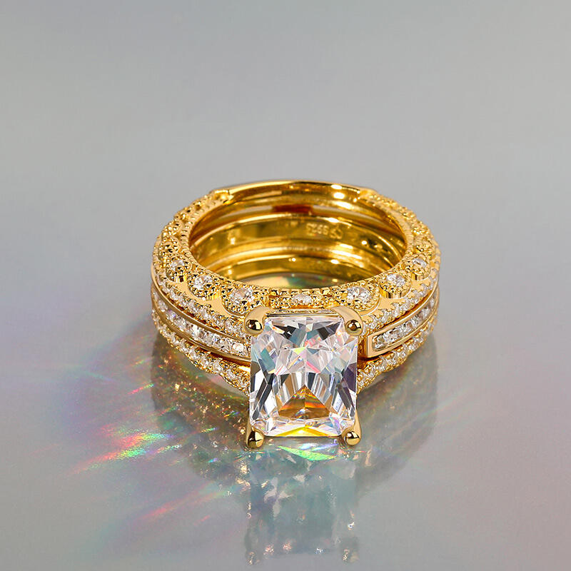 Jeulia utbytbara Radiant Cut Sterling Silver Ring Set