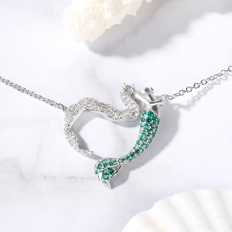 Jeulia "Ocean's Light" Sterling Silver Mermaid Gift Necklace for Valentine's Day