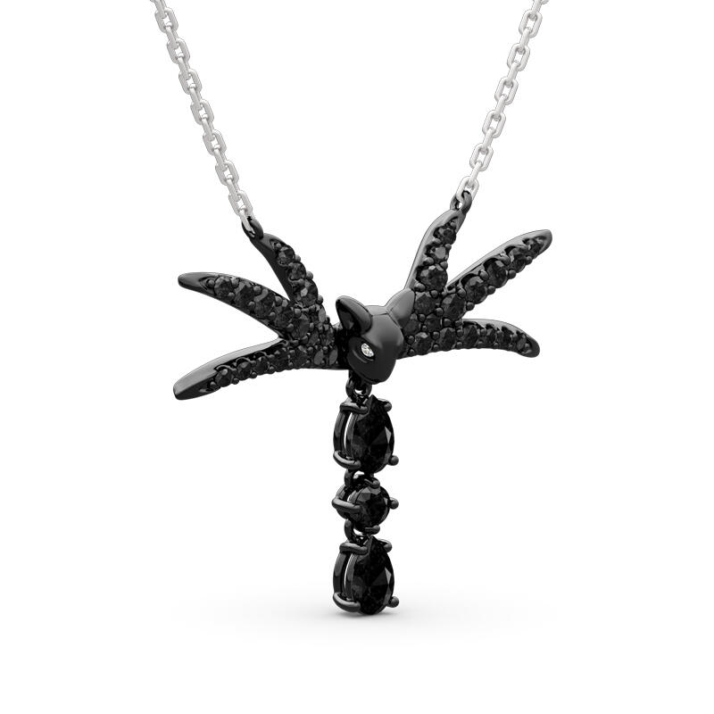 Jeulia "Skull Bow Tie" Sterling Silver Necklace