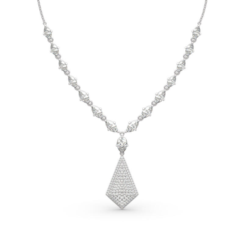 Jeulia "Gorgeous Beauty" Art Deco Marquise Cut Sterling Silver Necklace