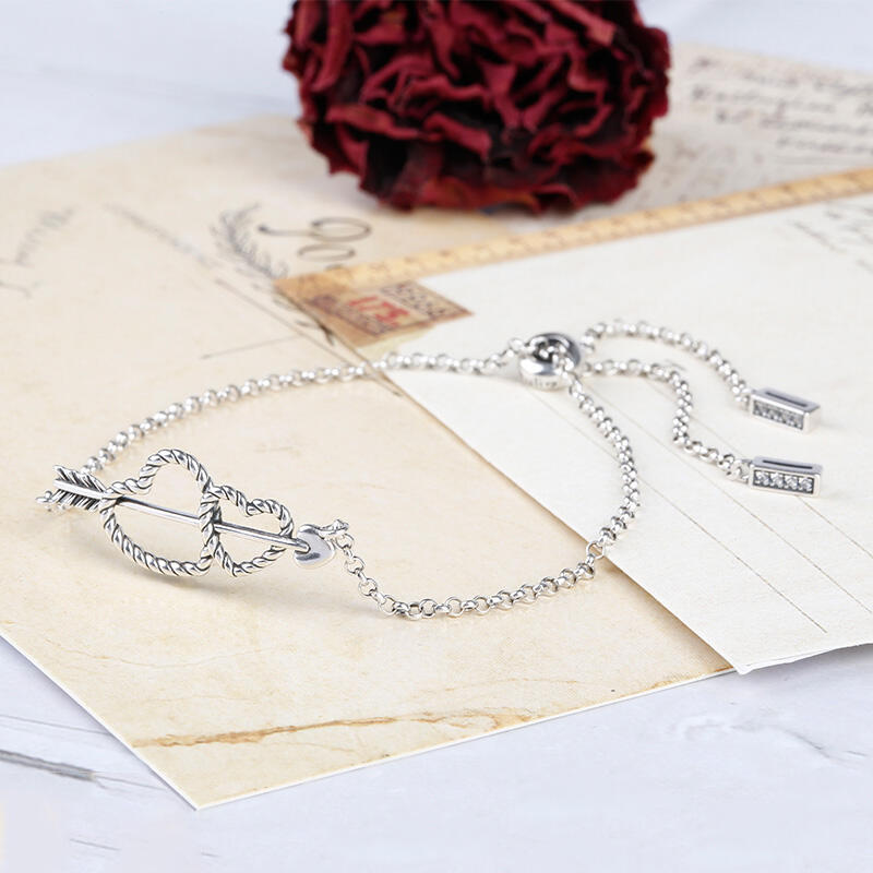 Jeulia Arrow and Heart Bolo Bracelet