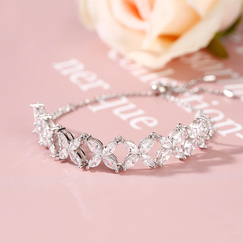 Jeulia "Gorgeous Beauty" Marquise Cut Sterling Silver Bracelet