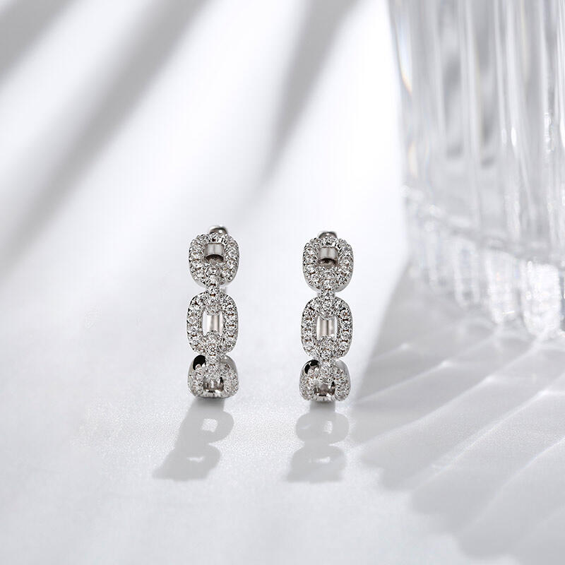 Jeulia Interlocking Design Round Cut Sterling Silver Hoop Earrings