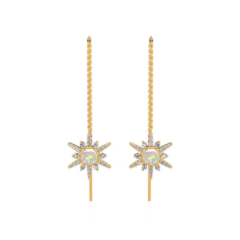 Jeulia "Natural Fire" North Star Opal Sterling Silver Threader Earrings