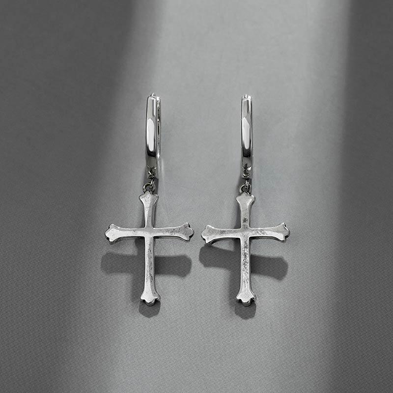 Jeulia "Sinner Cross" Sterling Silver Earrings