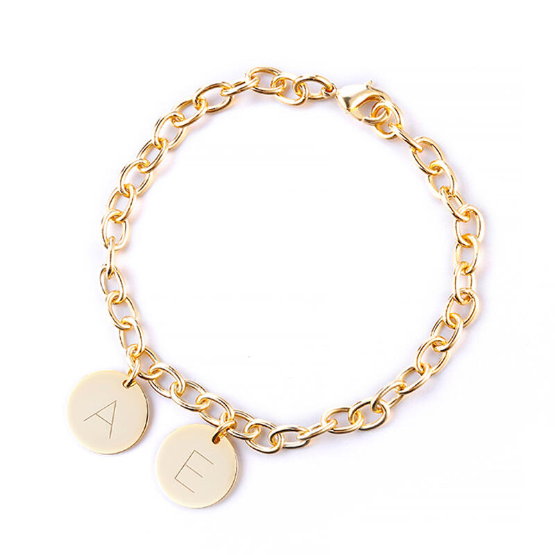 Jeulia Pulsera Inicial de Plata Esterlina de Personalización de Disco