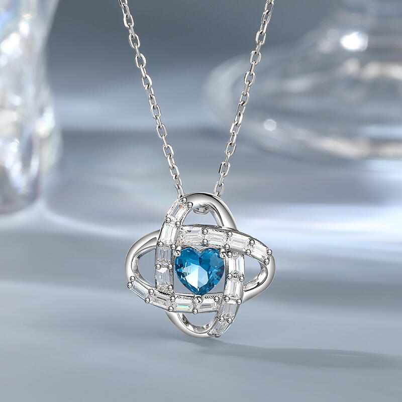 Jeulia Love Knot Custom Birthstone Necklace Sterling Silver