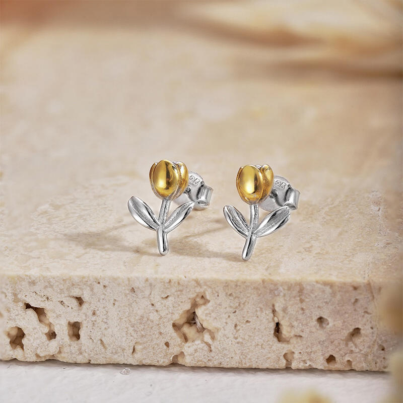Jeulia Pendientes para Mujer de Plata de Ley con Forma de Tulipán