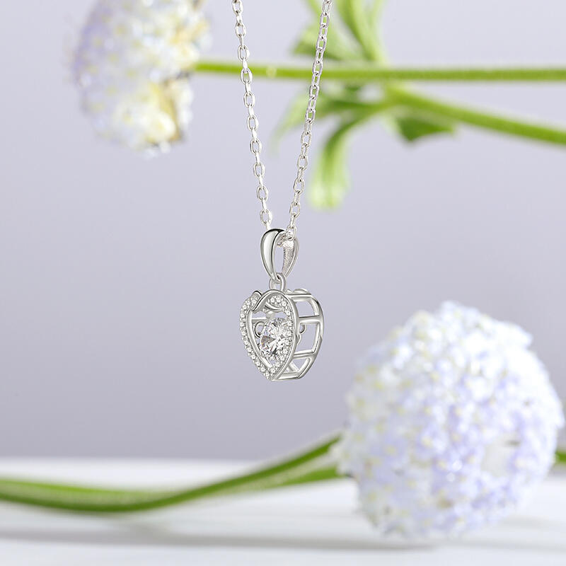 Jeulia Halo Infinite Heart Necklace with Dancing Stone