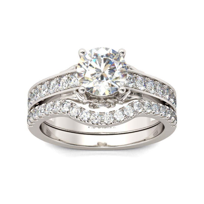 Jeulia Simple Round Cut Sterling Silver Ring Set