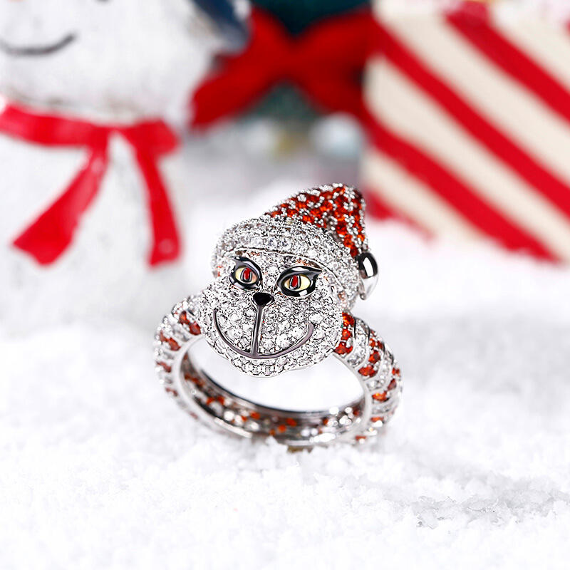 Jeulia Christmas Monster Inspired Sterling Silver Ring