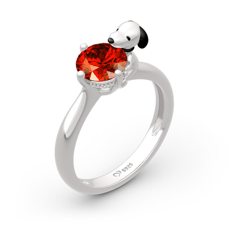 Jeulia Hug Me "Live in The Present" Puppy Round Cut Sterling Silver Ring