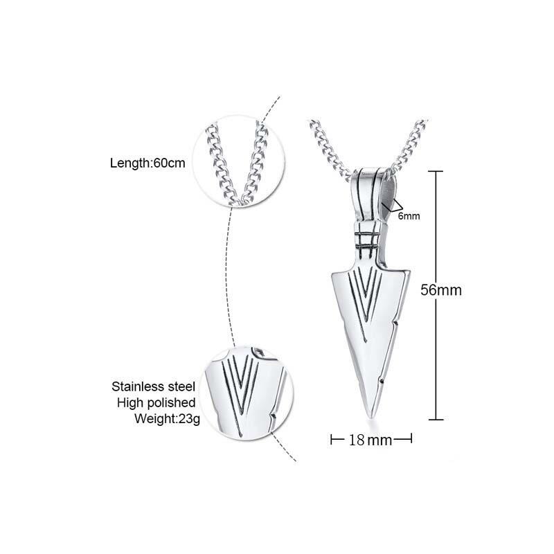 Jeulia Collar de hombre de acero inoxidable con símbolo de flecha