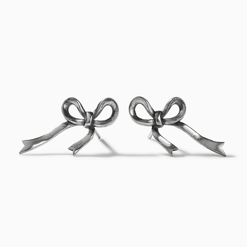 Jeulia "Irregular Bowknot" Sterling Silver Earrings