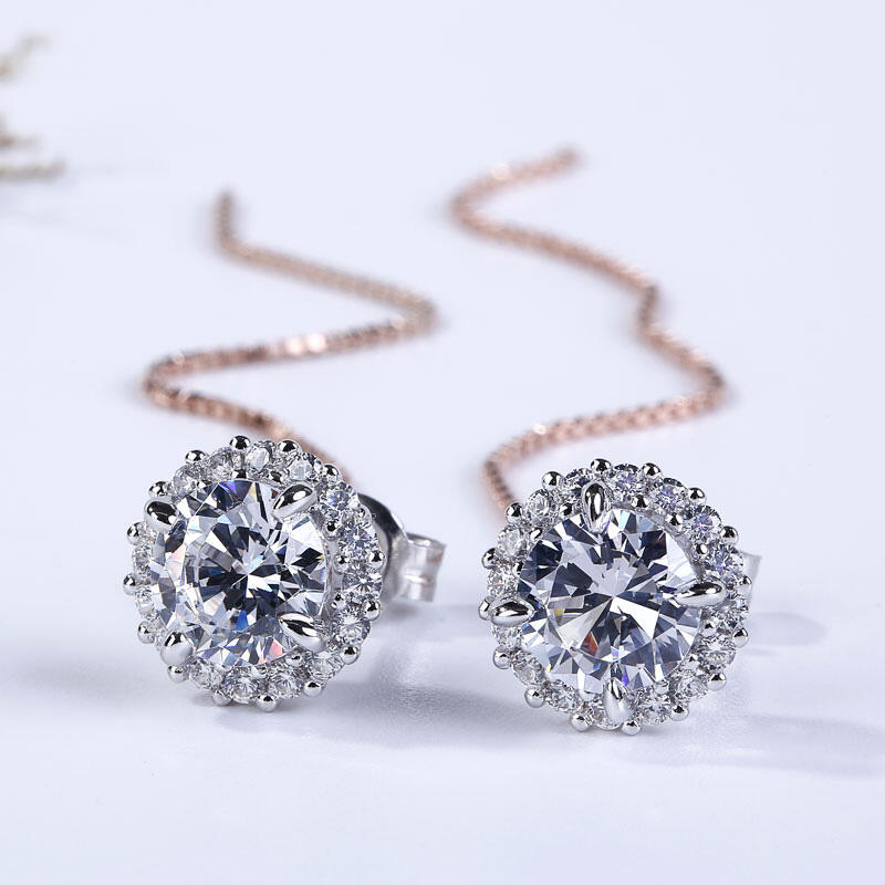 Jeulia Two Tone Halo Round Cut Jewelry Set