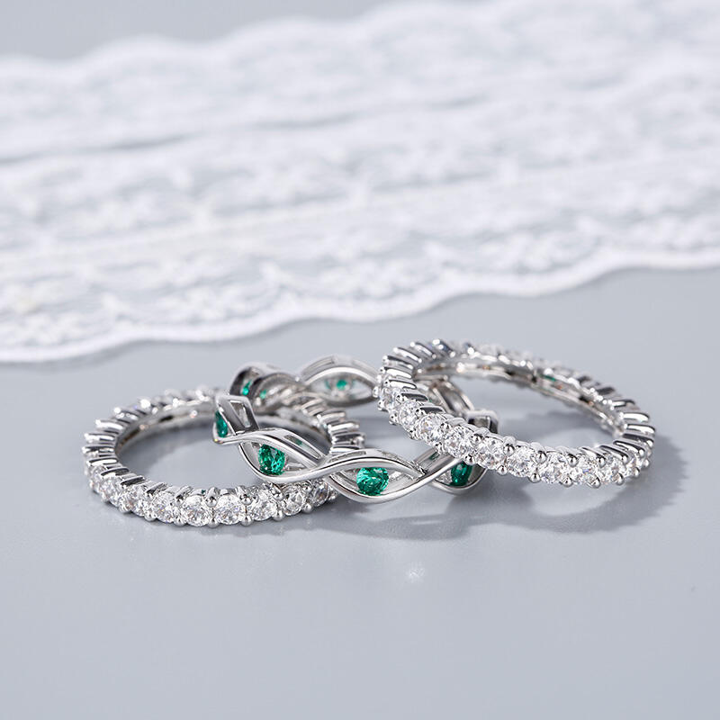 Jeulia stapelbare ronde geslepen sterling zilveren ring