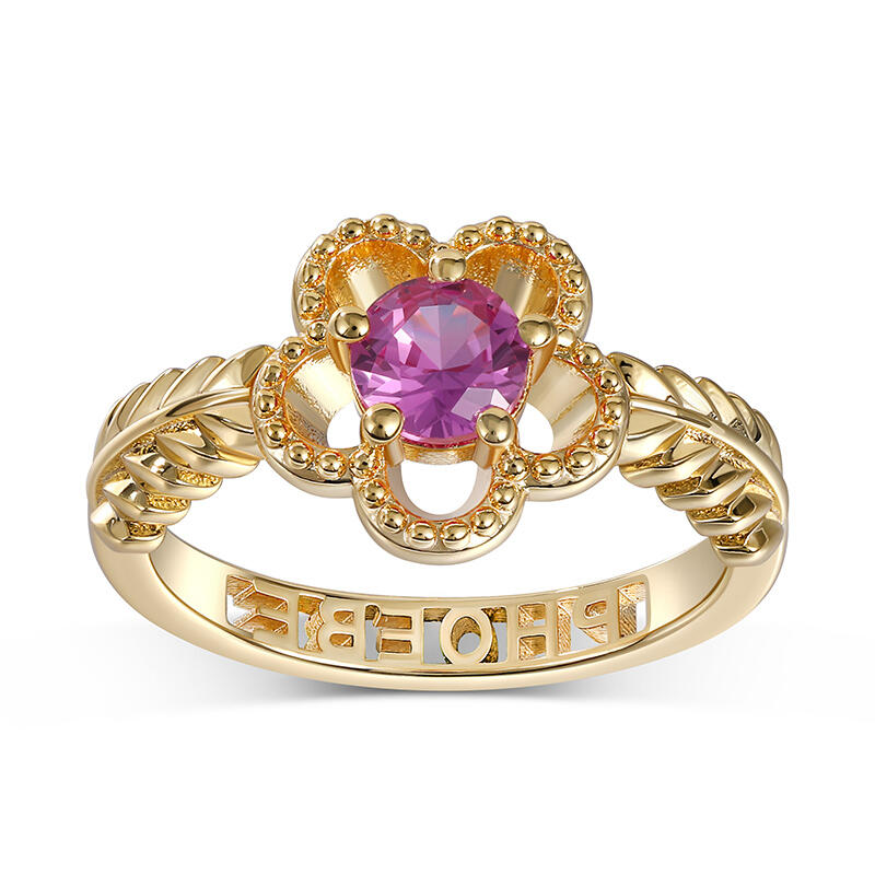 Jeulia Little Flower Personalized Sterling Silver Ring