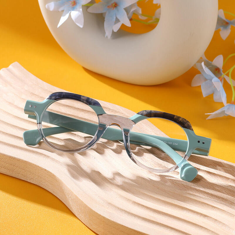 Flynn Round Green Glasses