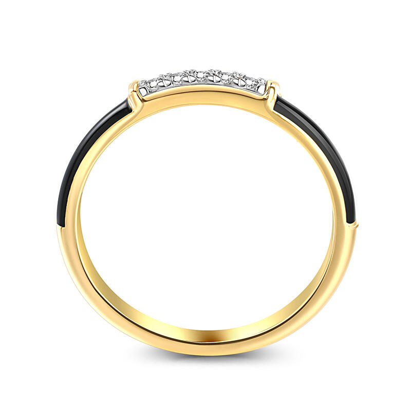 Jeulia Black Enamel Round Cut Sterling Silver Women's Band