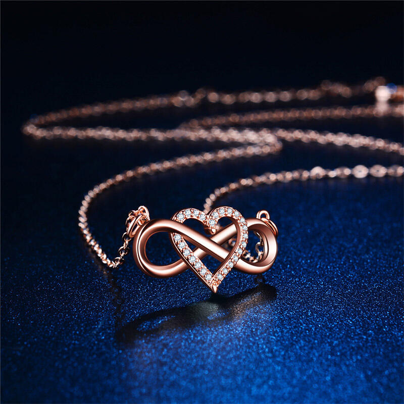 Jeulia "You Complete Me" Infinity Love Heart Sterling Silver Necklace