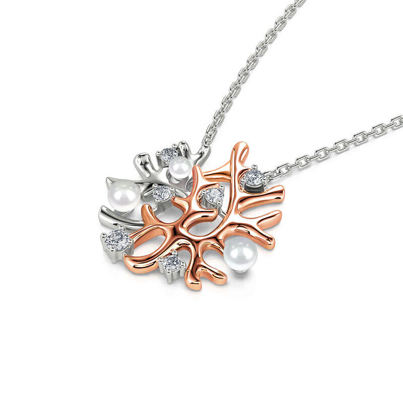 Jeulia Collar de coral de plata esterlina de perlas cultivadas