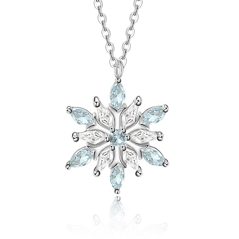 Jeulia Simple Snowflake Necklace Marquise Sterling Silver