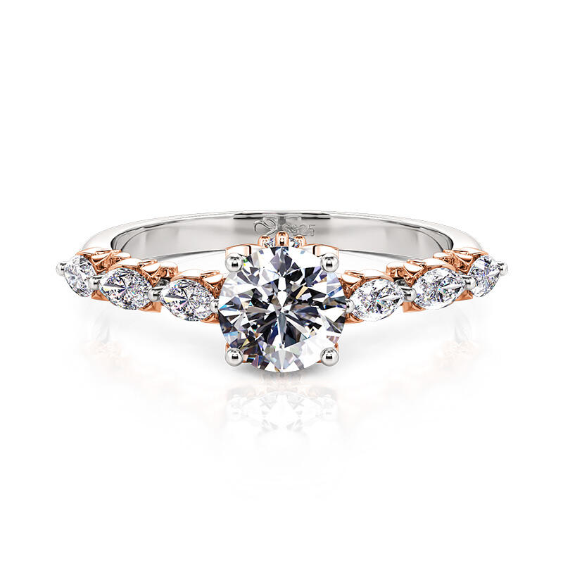 Jeulia Two Tone Design Butterfly Engagement Ring