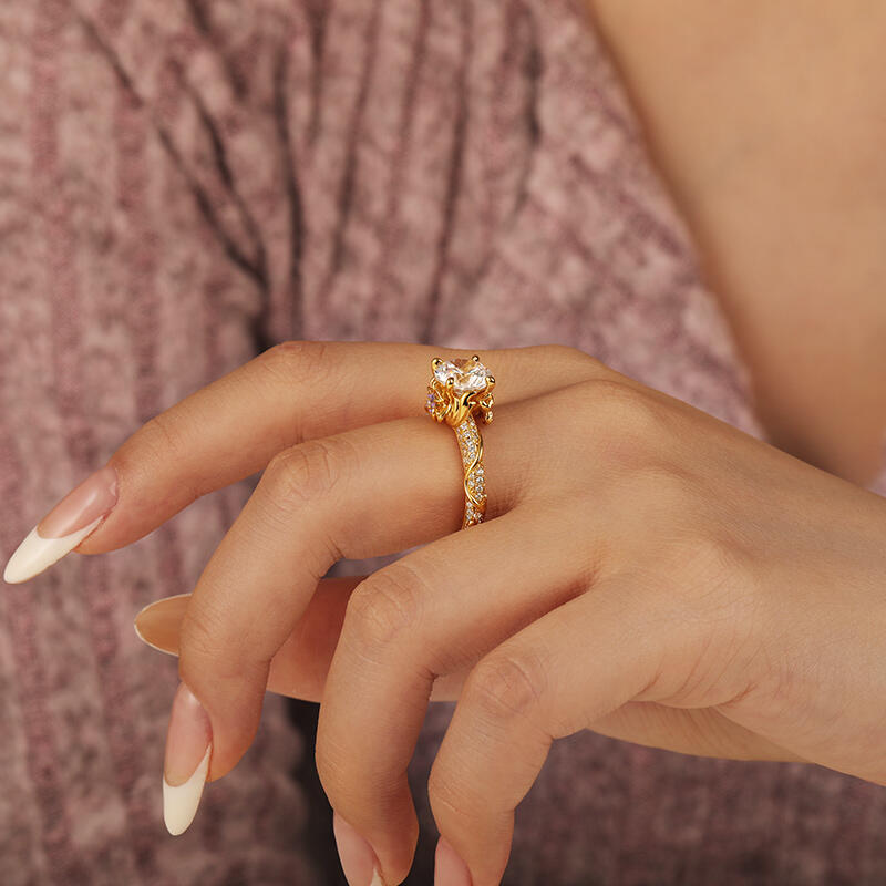 Jeulia Purple Flower Engagement Ring Princess Vine Pods