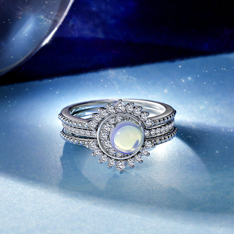 Jeulia Luna Astra Sun and Moon Eternity Ring Set 3PCS