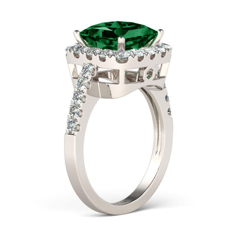 Jeulia Halo Princess Cut Sterling Silver Ring