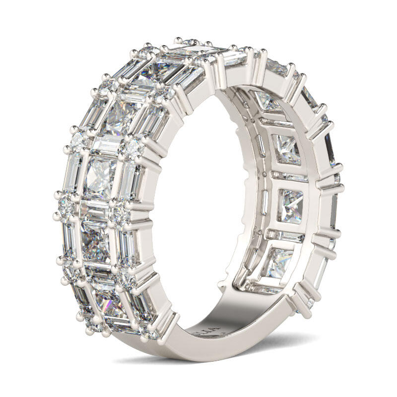 Jeulia Princess Cut Sterling Silver Women's Band