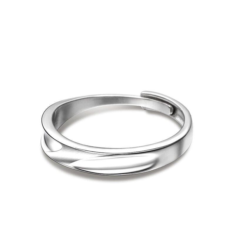 Jeulia Anillo con diseño sencillo de plata de ley de talla ajustable para hombre