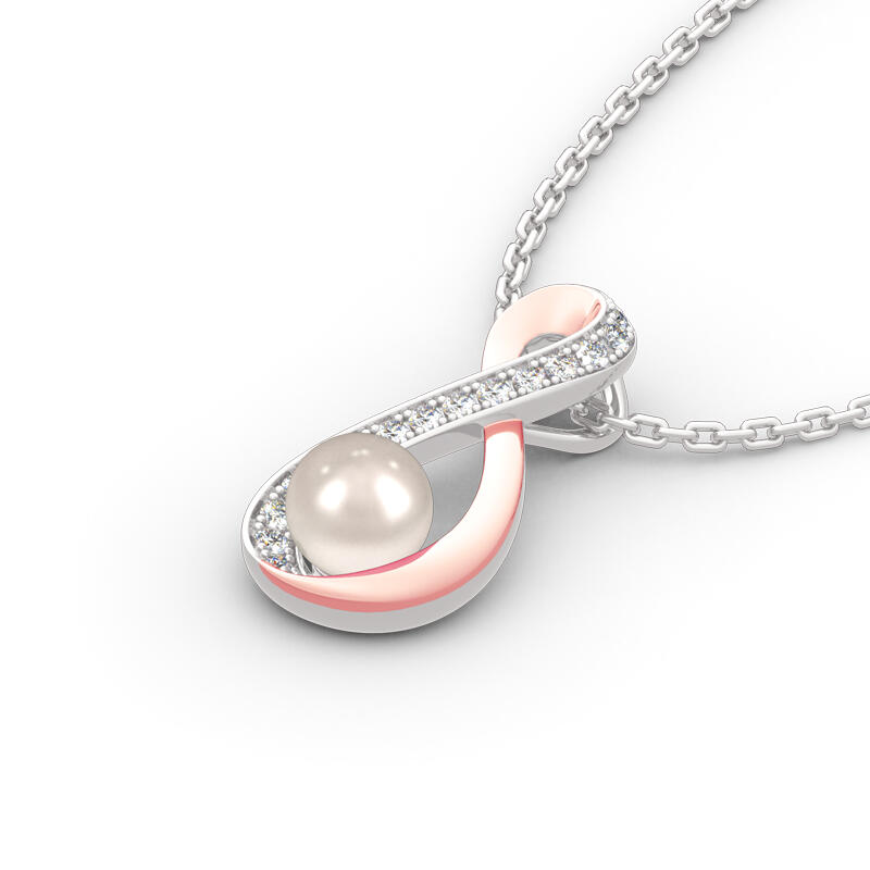 Jeulia Infinity Cultured Pearl Sterling Silver Pendant Necklace