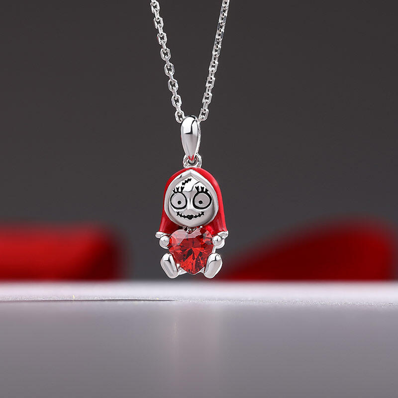 Jeulia Hug Me "Endless Joy" Skull Heart Cut Sterling Silver Halsband