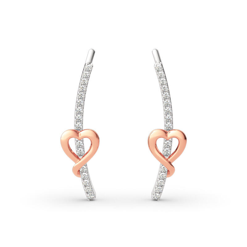 Jeulia Heart Sterling Silver Climber Earrings