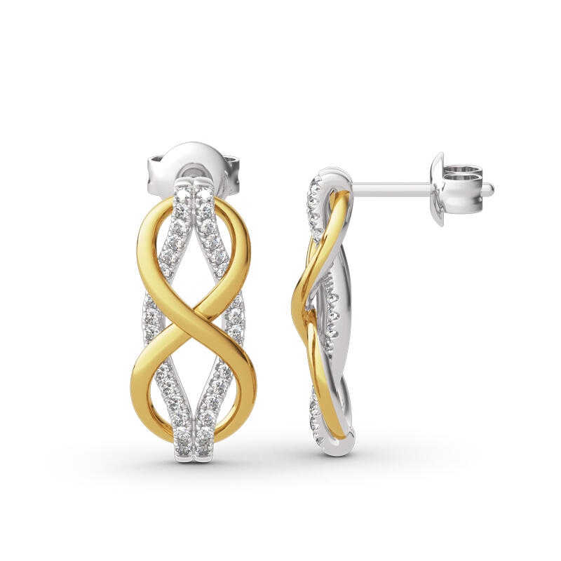 Jeulia "Infinity Love" Two Tone Sterling Silver Earrings
