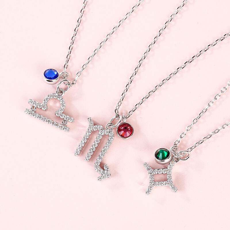 Jeulia Constellation Sterling Silver Personalized Necklace With Birthstone