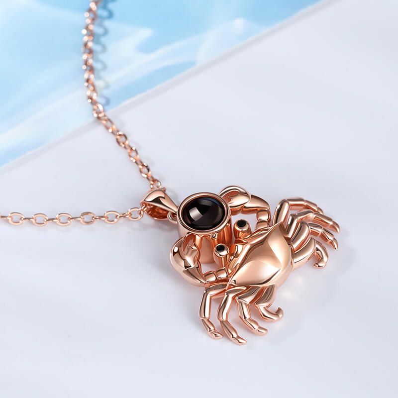 Jeulia Collar de Plata de Ley con Proyección de Foto Personalizada de Cangrejo