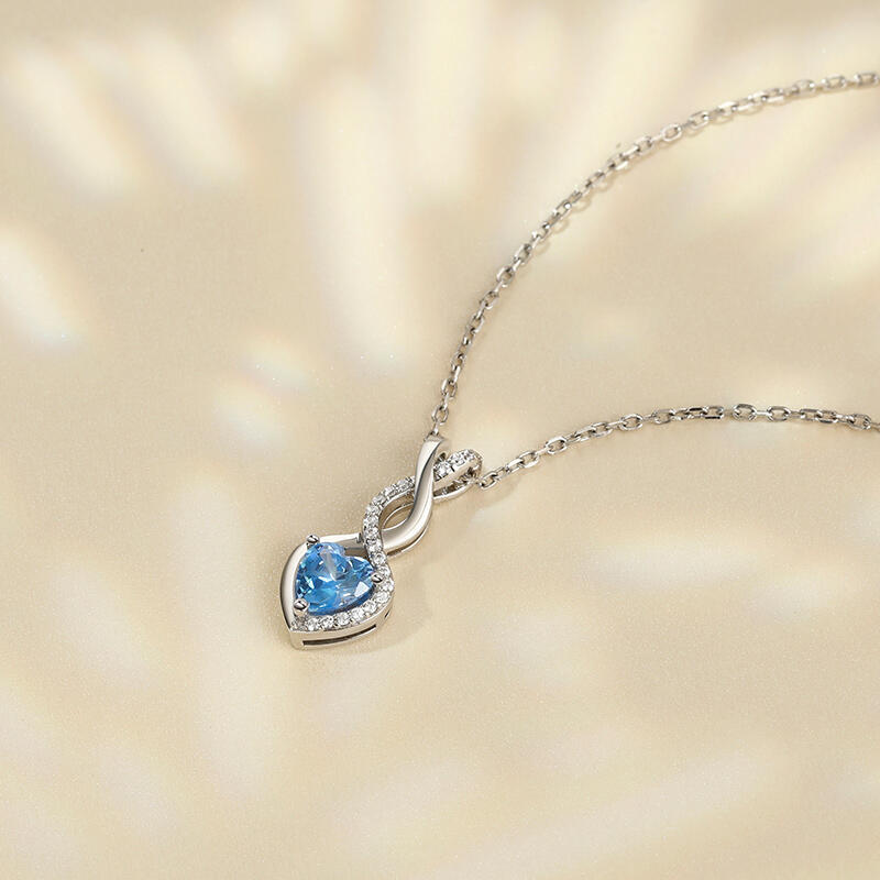 Jeulia Twist Heart Cut Sterling Silver Personalized Necklace