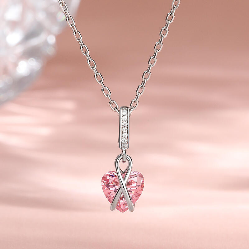 Jeulia "Eternal Love" Heart Cut Sterling Silver Necklace with Birthstones